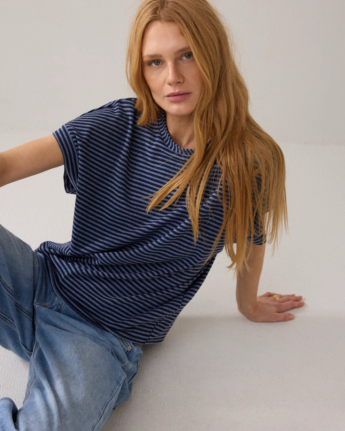 Summum Woman Two-tone Lurex Stripe Top