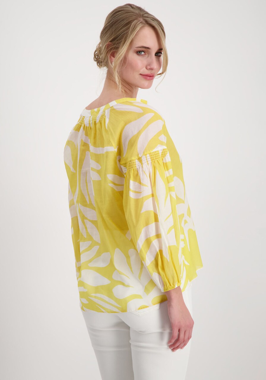 Monari Two Tone Cotton Lemon Print Blouse