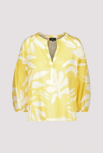 Two Tone Cotton Lemon Print Blouse