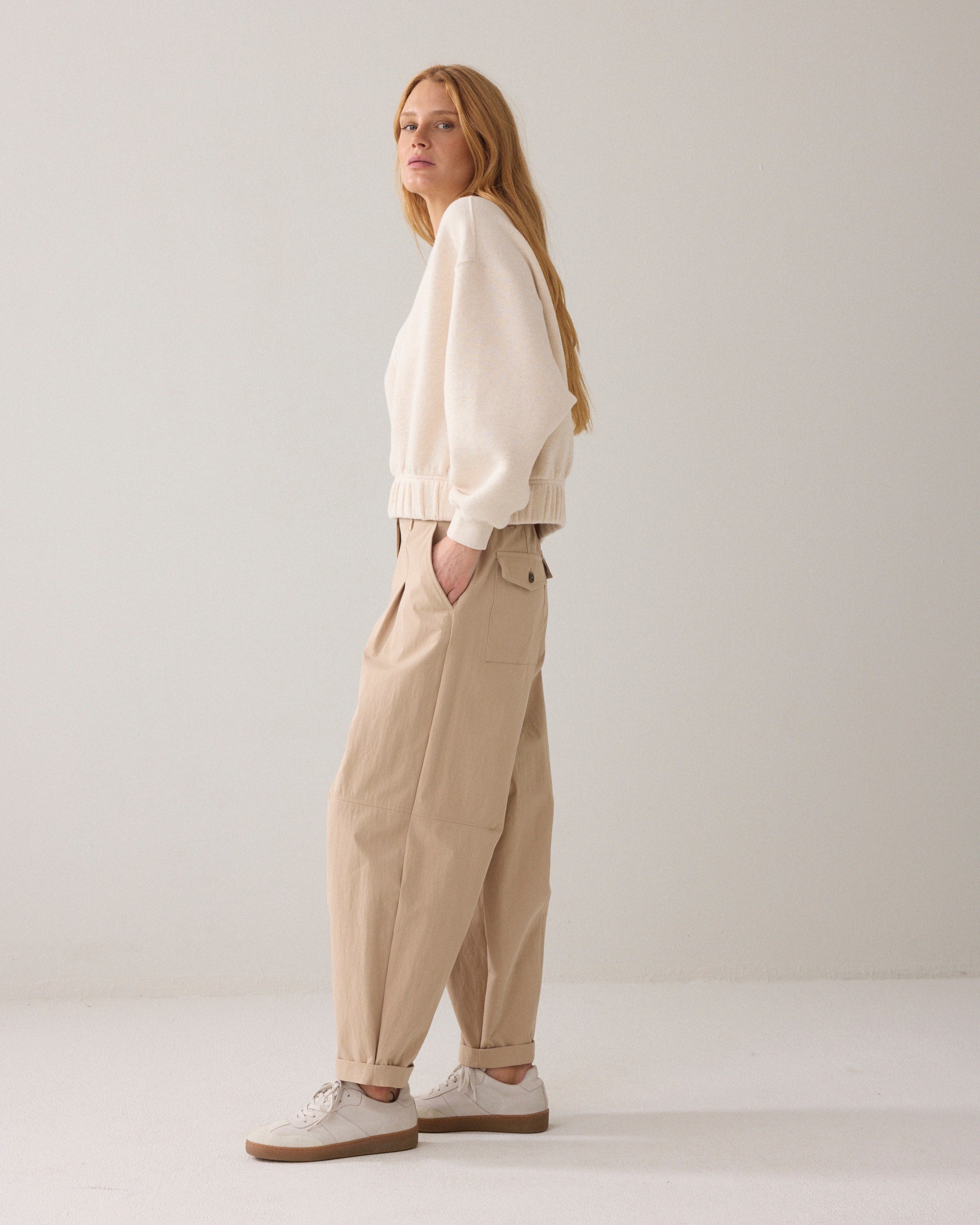 Summum Woman Balloon Fit Cotton Blend Pants Alpaca
