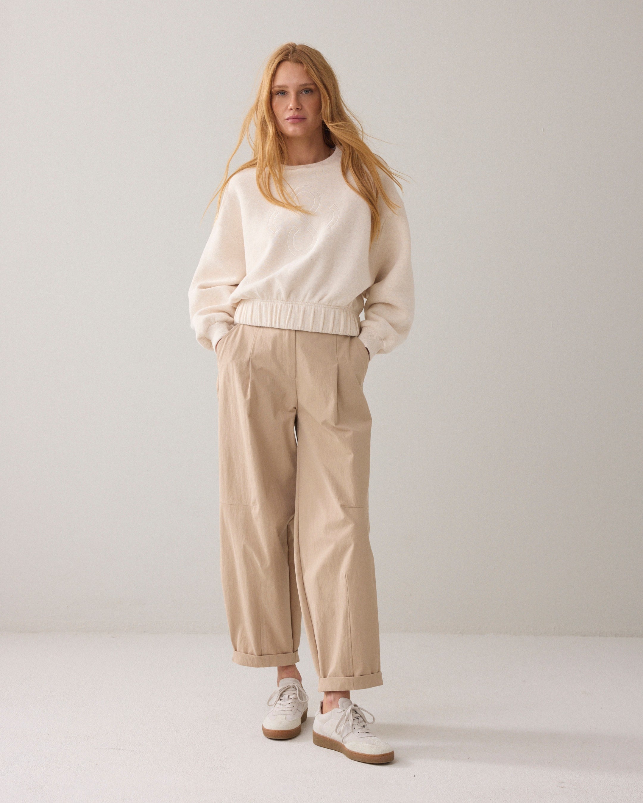 Summum Woman Balloon Fit Cotton Blend Pants Alpaca