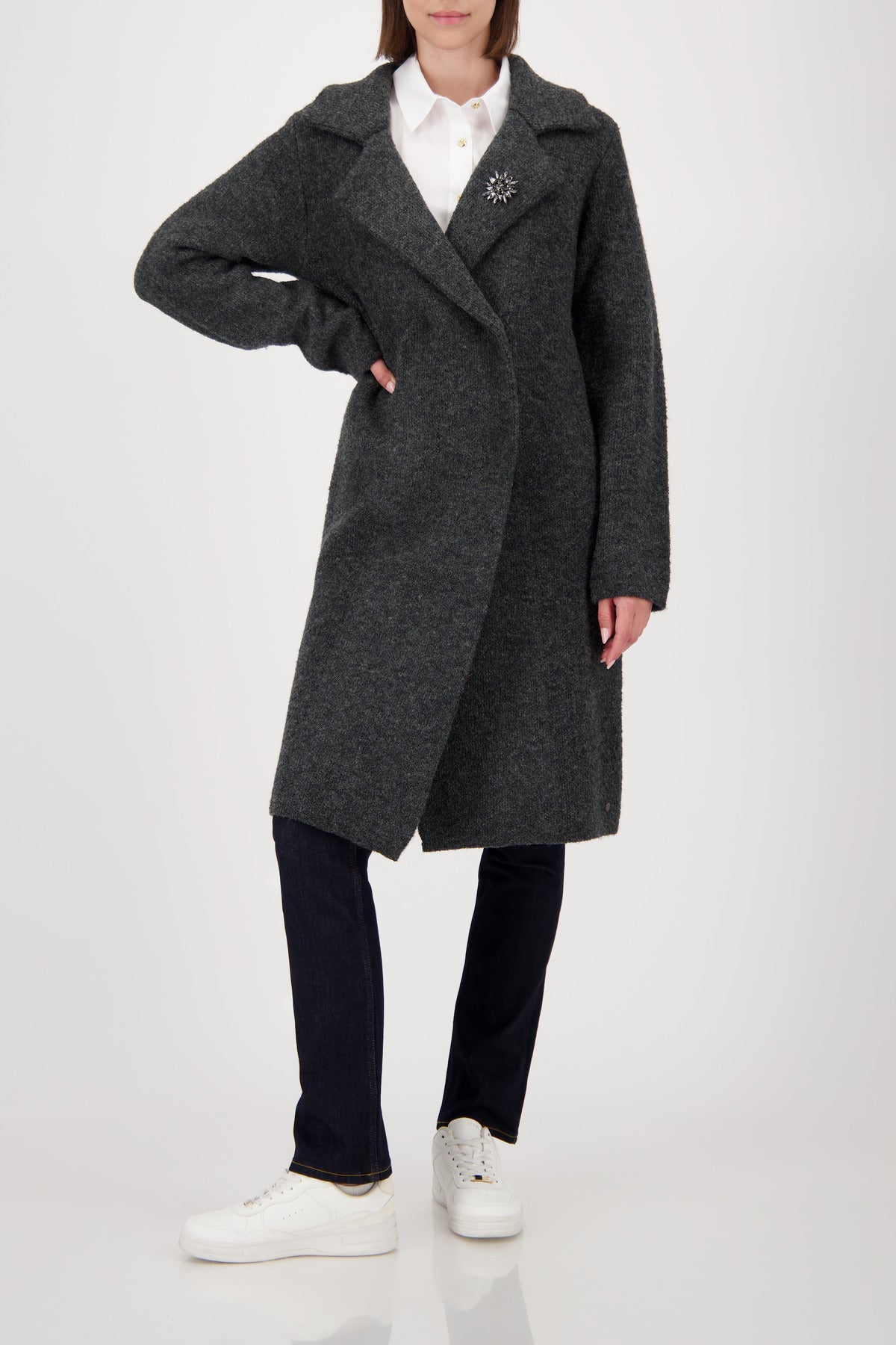 Monari Knitted Coat Jacket + Brooch