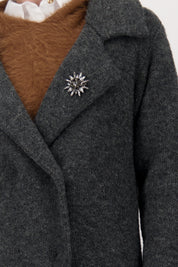 Monari Knitted Coat Jacket + Brooch