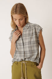Indi & Cold Lore Frayed Cotton Shirt Carbon