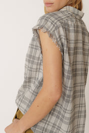 Indi & Cold Lore Frayed Cotton Shirt Carbon