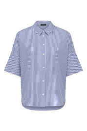 Cable Melbourne Cove Cotton Boxy Shirt - Blue Stripe