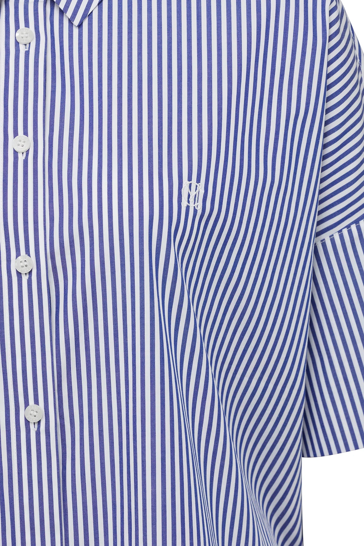 Cable Melbourne Cove Cotton Boxy Shirt - Blue Stripe