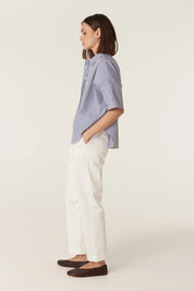 Cable Melbourne Cove Cotton Boxy Shirt - Blue Stripe