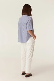 Cable Melbourne Cove Cotton Boxy Shirt - Blue Stripe