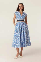 Cable Melbourne Monique Midi Dress - Blue Shell Print