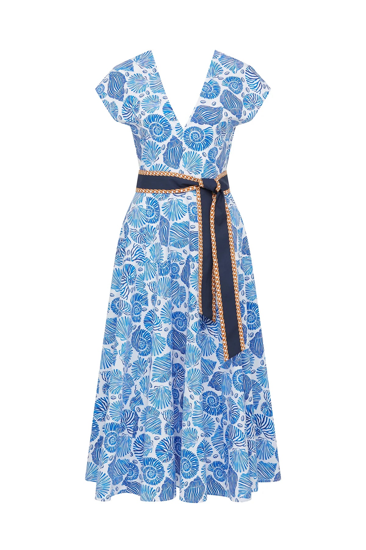 Cable Melbourne Monique Midi Dress - Blue Shell Print