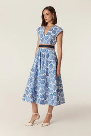 Cable Melbourne Monique Midi Dress - Blue Shell Print