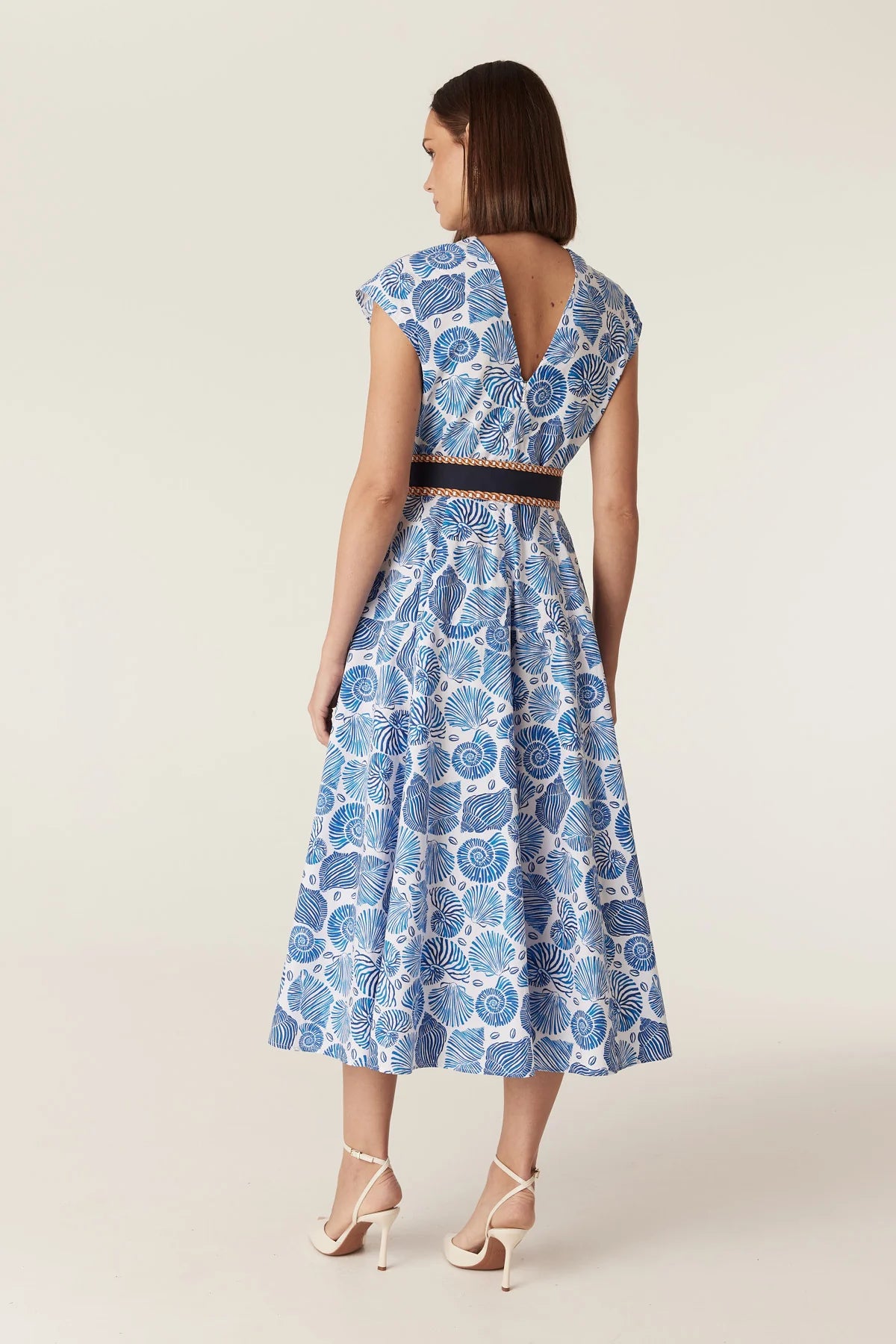 Cable Melbourne Monique Midi Dress - Blue Shell Print