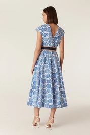 Cable Melbourne Monique Midi Dress - Blue Shell Print