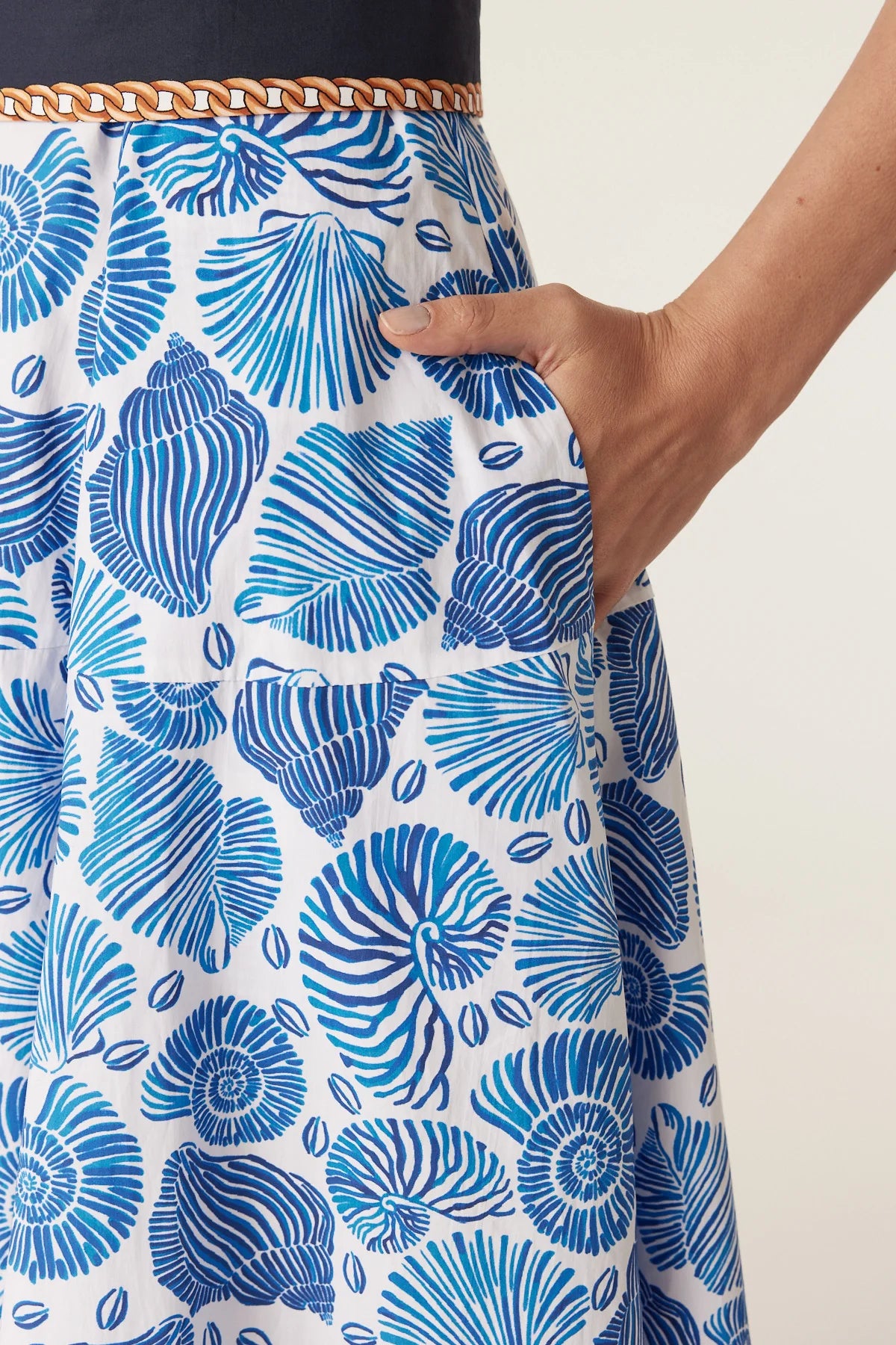Cable Melbourne Monique Midi Dress - Blue Shell Print