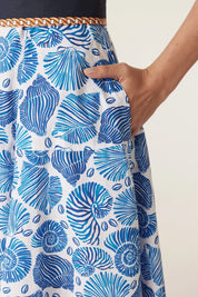 Cable Melbourne Monique Midi Dress - Blue Shell Print