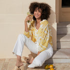 Monari Two Tone Cotton Lemon Print Blouse