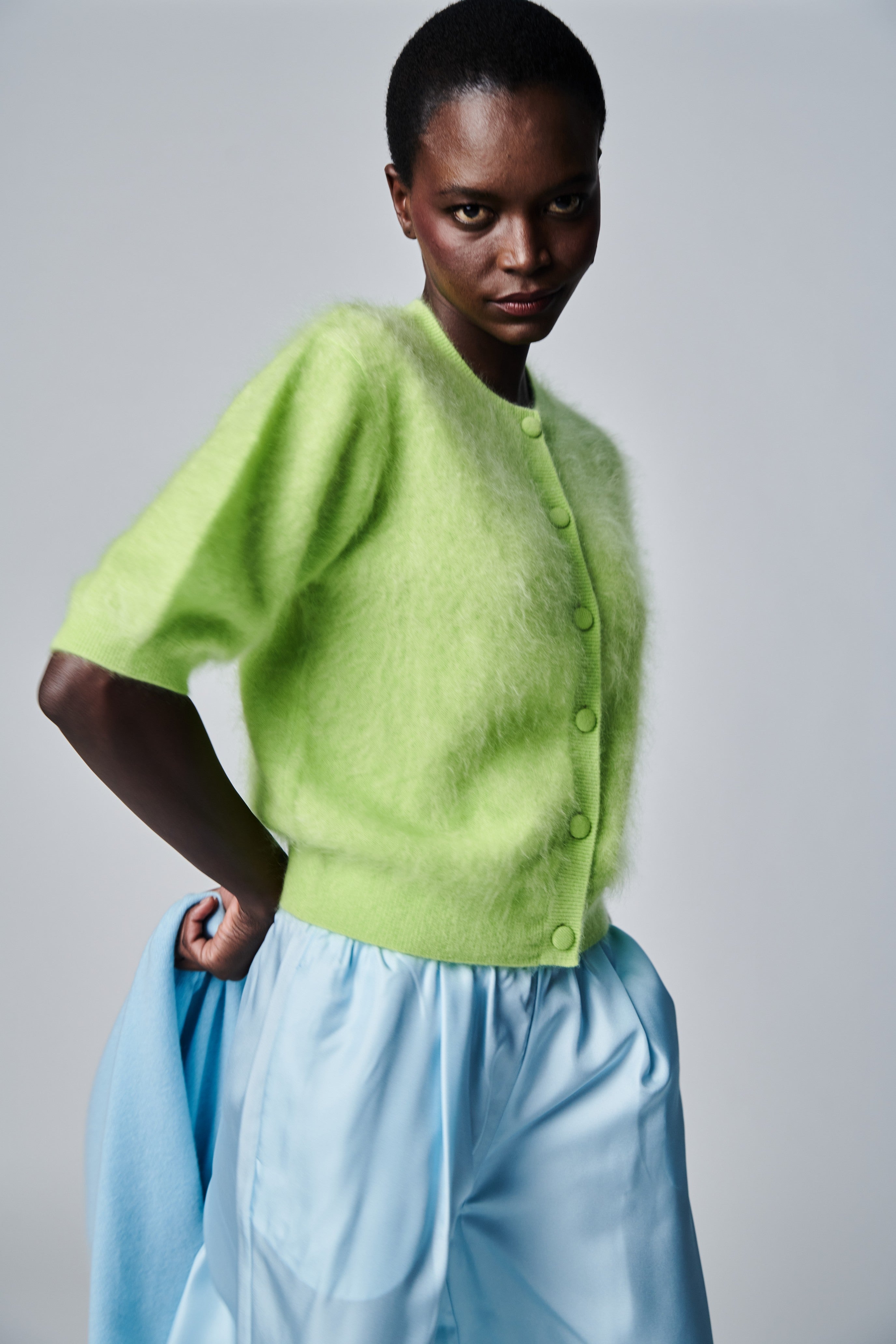 Herzens Short Sleeve Wool Cashmere Cardigan