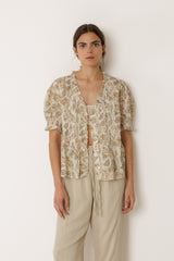 Indi & Cold Micro Ruffle Shirt Khaki