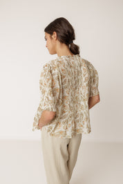 Indi & Cold Micro Ruffle Shirt Khaki