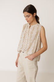 Indi & Cold Sleeveless Cotton Shirt Ecru