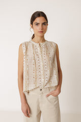 Indi & Cold Sleeveless Cotton Shirt Ecru