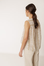 Indi & Cold Sleeveless Cotton Shirt Ecru