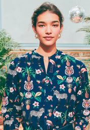 Vilagallo Juiet Navy Jungle Disco Marino Print Shirt
