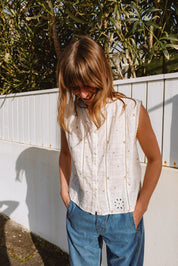 Indi & Cold Stamp Print Shirt Ecru