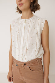 Indi & Cold Stamp Print Shirt Ecru