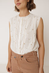 Indi & Cold Stamp Print Shirt Ecru