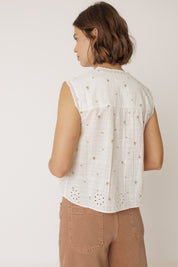 Indi & Cold Stamp Print Shirt Ecru