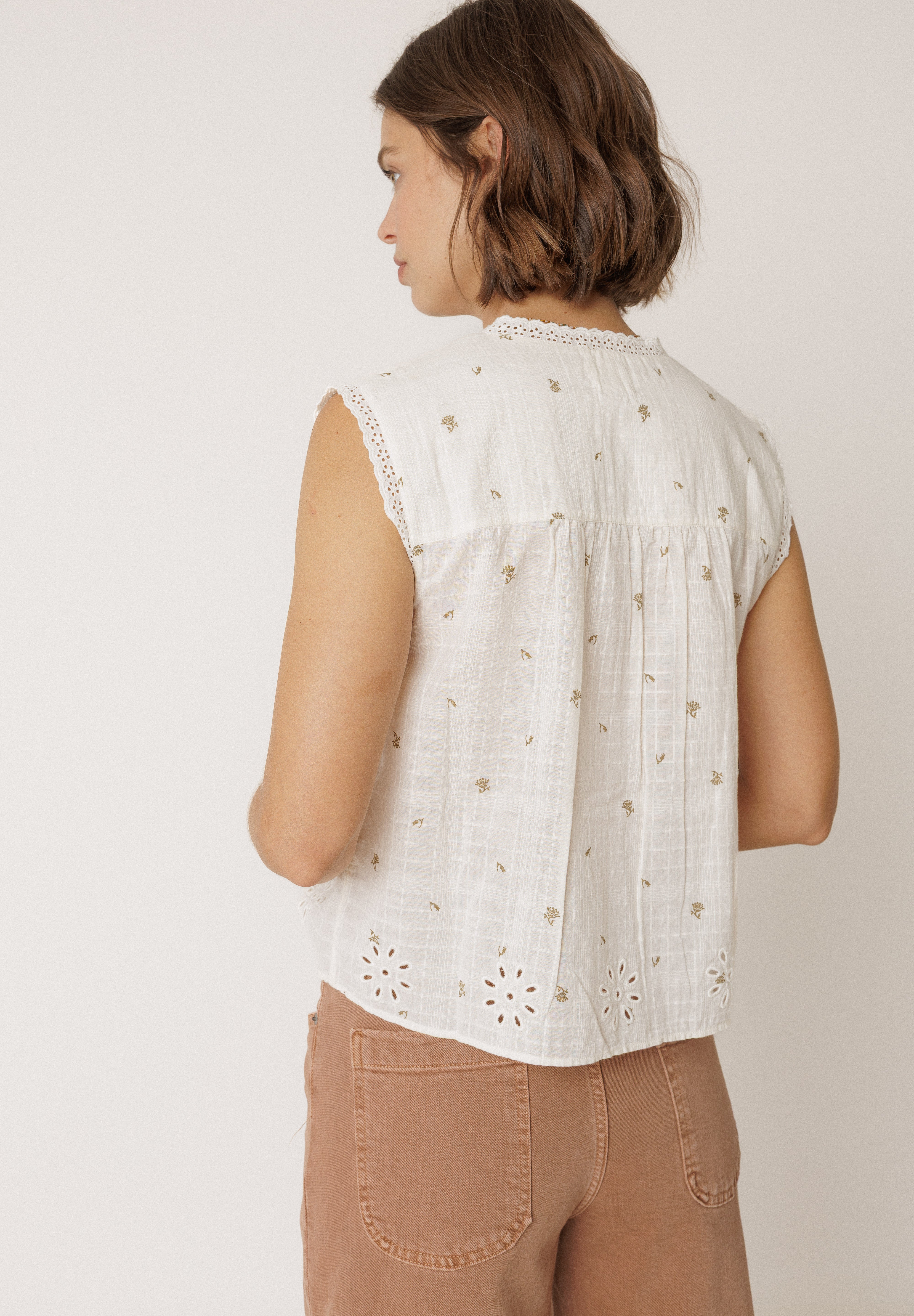 Indi & Cold Stamp Print Shirt Ecru