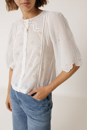 Indi & Cold Schiffli Embroidered Boxy Shirt