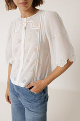 Indi & Cold Schiffli Embroidered Boxy Shirt