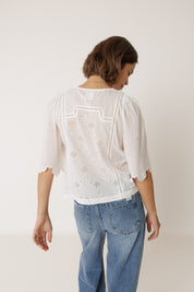 Indi & Cold Schiffli Embroidered Boxy Shirt
