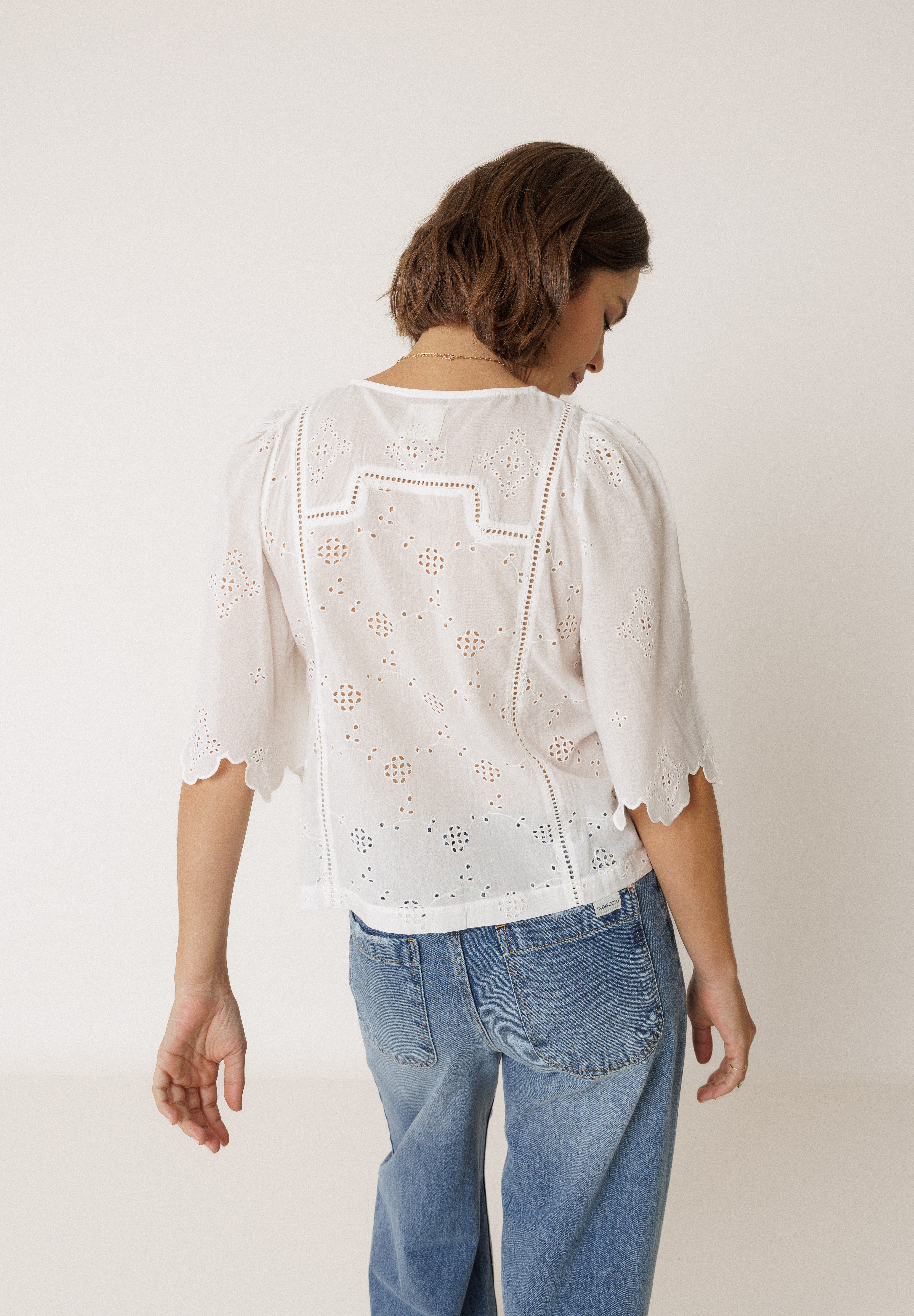 Indi & Cold Schiffli Embroidered Boxy Shirt