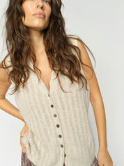 Mos Mosh Rinja Marisol Line Knit Top Ecru