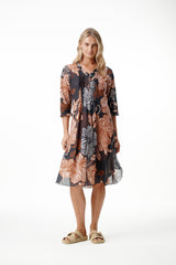 Oneseason Middy Poppy Cotton Dress in Desert Poppy