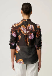 Oncewas Calantha Cotton Silk Sleeve Shirt in Sunset Orchid
