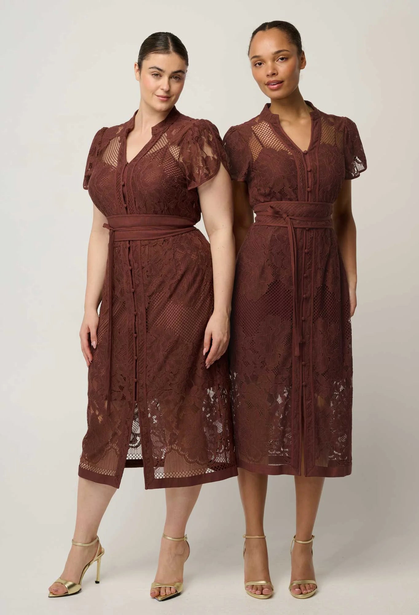Oncewas Solene Cotton Blend Lace Dress in Rosewood