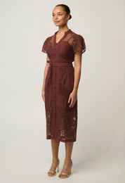 Oncewas Solene Cotton Blend Lace Dress in Rosewood