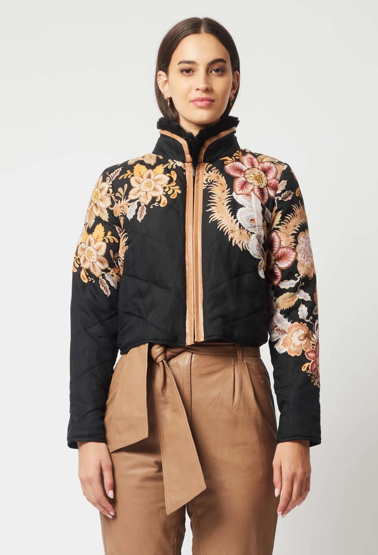 OnceWas Empress Crop Bomber Jacket