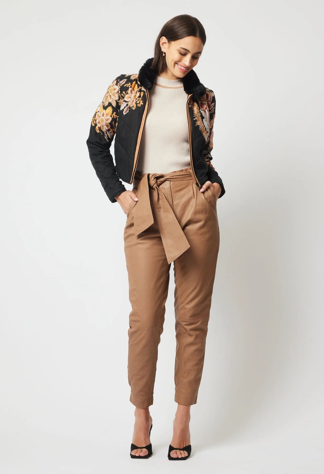 OnceWas Empress Crop Bomber Jacket