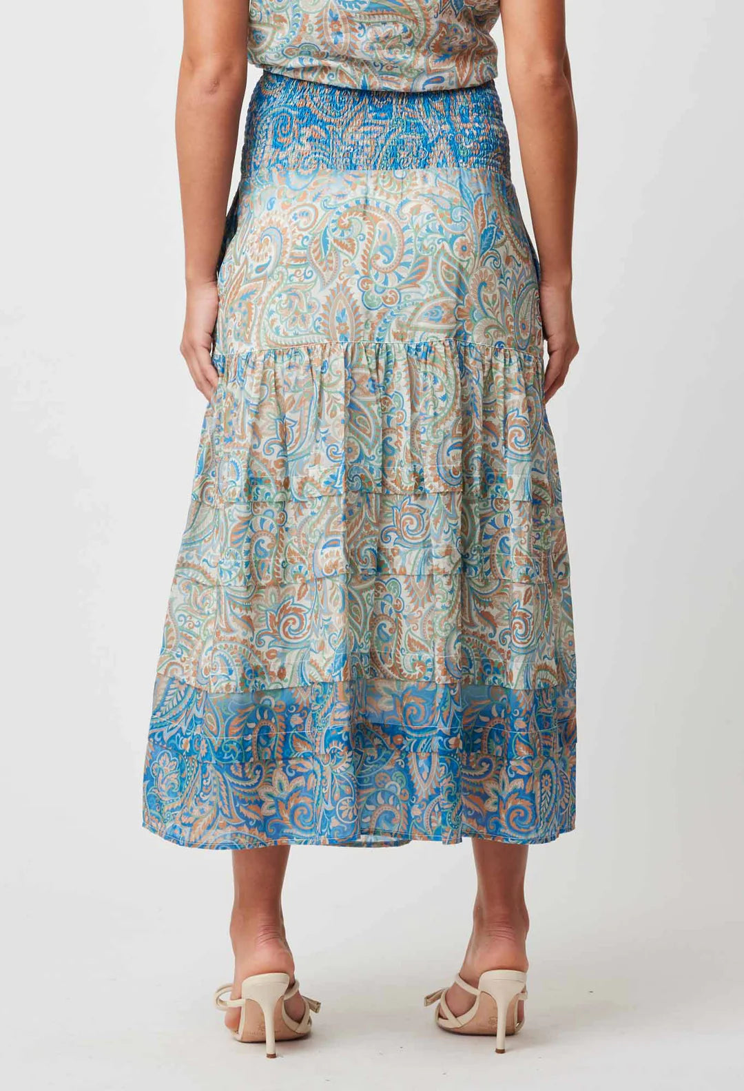 Antigua Cotton Silk Maxi Skirt │ Capri Paisley