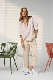 Madly Sweetly Connect Stripe Shirt Stone