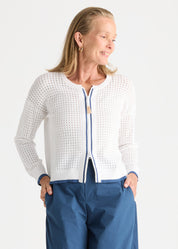 Zaket & Plover Pointelle Zip Cotton Cardi