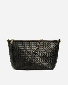 Shop Agnes Leather Handbag | Black Weave - Arlington Milne