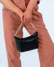 Shop Agnes Leather Handbag | Black Weave - Arlington Milne