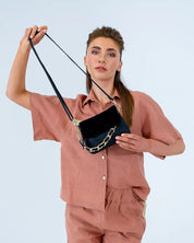 Shop Amber Petite Leather/Suede Handbag | Black - Arlington Milne